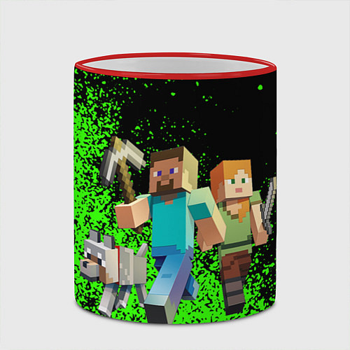 Кружка цветная Minecraft / 3D-Красный кант – фото 2