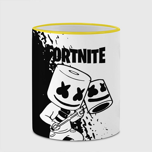 Кружка цветная FORTNITE MARSHMELLO / 3D-Желтый кант – фото 2