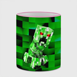 Кружка 3D Minecraft creeper, цвет: 3D-розовый кант — фото 2