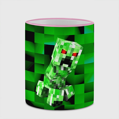 Кружка цветная Minecraft creeper / 3D-Розовый кант – фото 2