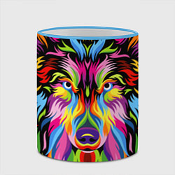 Кружка 3D Neon wolf, цвет: 3D-небесно-голубой кант — фото 2