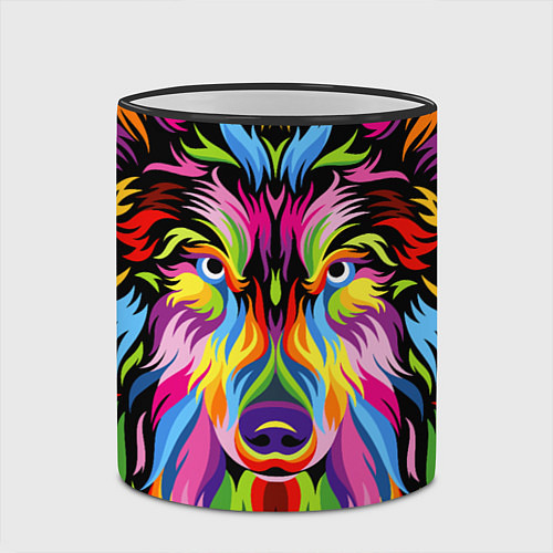 Кружка цветная Neon wolf / 3D-Черный кант – фото 2