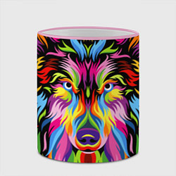 Кружка 3D Neon wolf, цвет: 3D-розовый кант — фото 2
