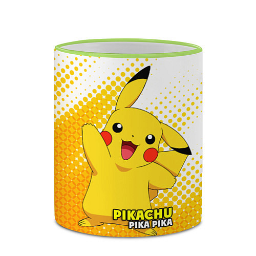 Кружка цветная Pikachu Pika Pika / 3D-Светло-зеленый кант – фото 2