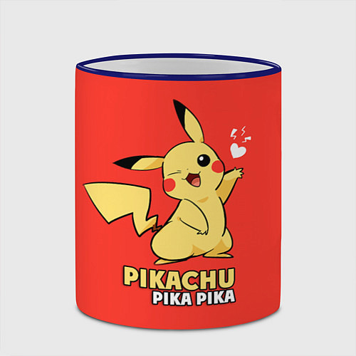 Кружка цветная Pikachu Pika Pika / 3D-Синий кант – фото 2