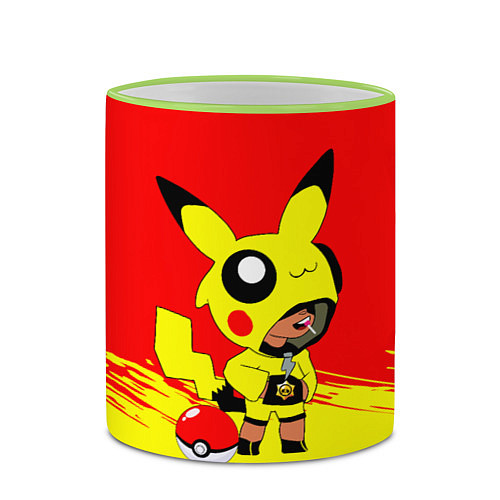 Кружка цветная Brawl starsLeon pikachu / 3D-Светло-зеленый кант – фото 2