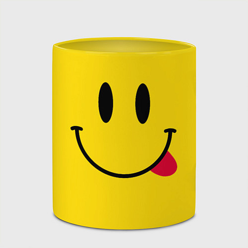 Кружка цветная Смайлик милый / 3D-Белый + желтый – фото 2