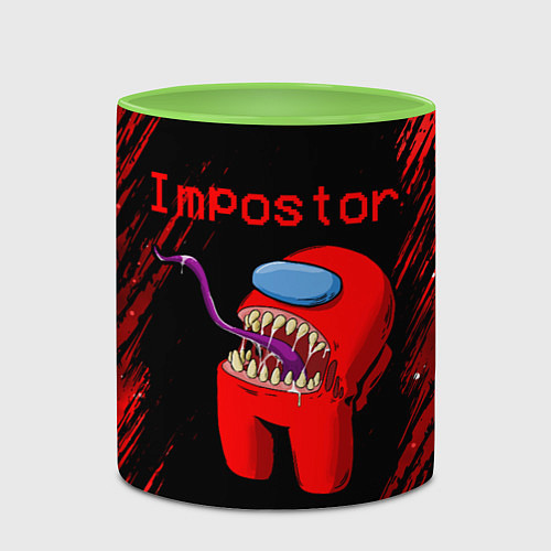 Кружка цветная AMONG US - MONSTER / 3D-Белый + светло-зеленый – фото 2