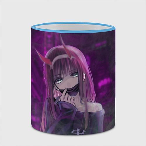 Кружка цветная Zero Two in mask / 3D-Небесно-голубой кант – фото 2