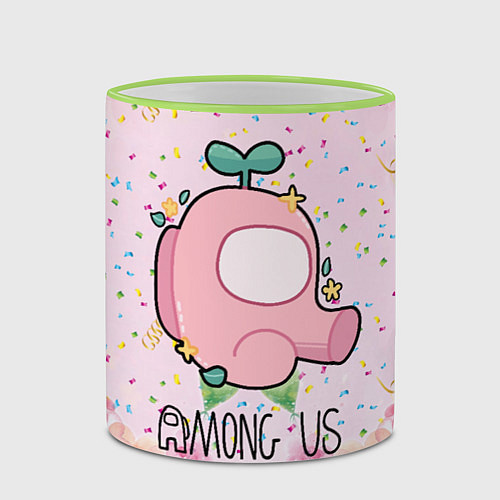 Кружка цветная Among Us girl / 3D-Светло-зеленый кант – фото 2