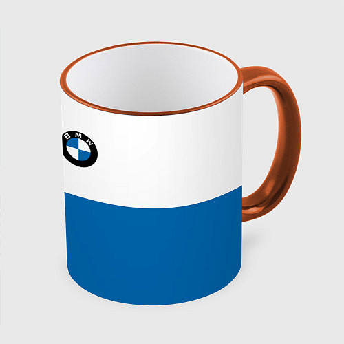 Кружка цветная BMW / 3D-Оранжевый кант – фото 1