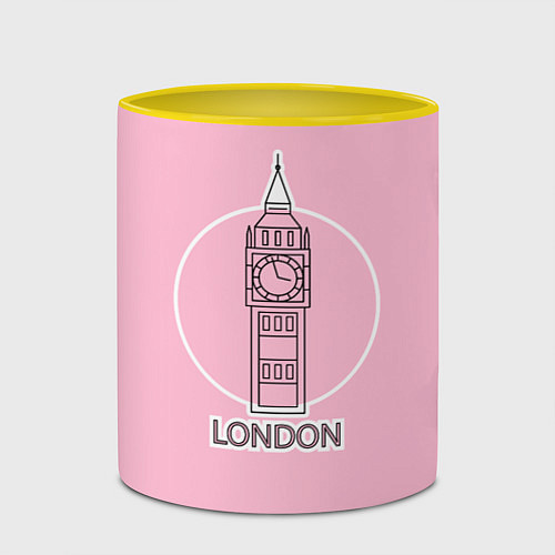 Кружка цветная Биг Бен, Лондон, London / 3D-Белый + желтый – фото 2