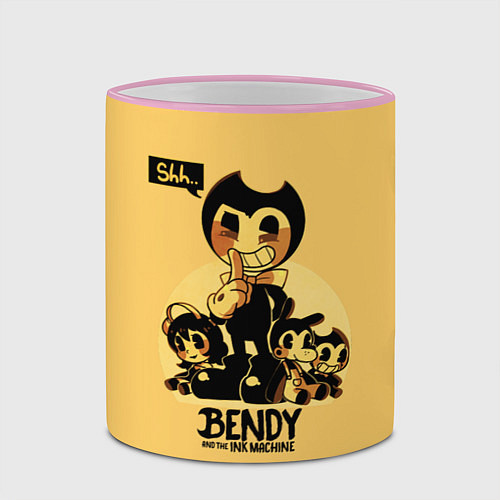 Кружка цветная Bendy And The Ink Machine / 3D-Розовый кант – фото 2