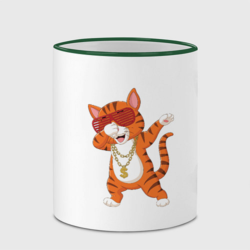 Кружка цветная Dab кот / 3D-Зеленый кант – фото 2