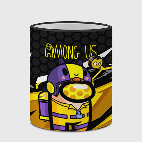 Кружка цветная Among us пчела / 3D-Черный кант – фото 2