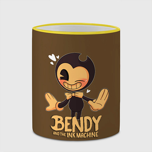 Кружка цветная Bendy And The Ink Machine / 3D-Желтый кант – фото 2