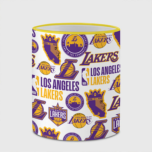 Кружка цветная LAKERS LOGO / 3D-Желтый кант – фото 2