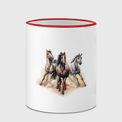 Кружка 3D Лошади, цвет: 3D-красный кант — фото 2