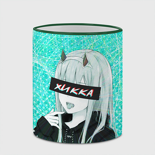 Кружка цветная Zero Two Хикка / 3D-Зеленый кант – фото 2