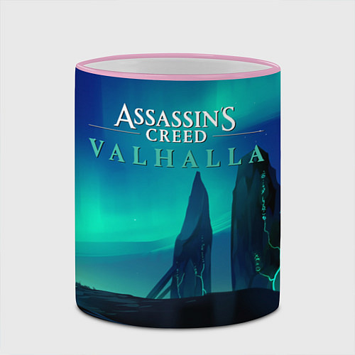 Кружка цветная ASSASSINS CREED VALHALLA / 3D-Розовый кант – фото 2