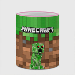 Кружка 3D MineCraft Крипер, цвет: 3D-розовый кант — фото 2