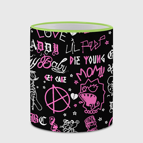 Кружка цветная LIL PEEP / 3D-Светло-зеленый кант – фото 2
