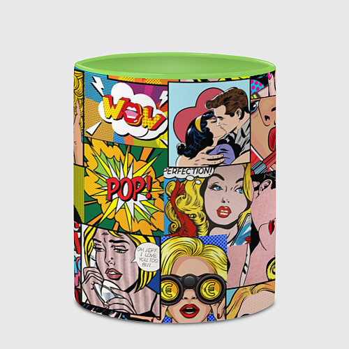Кружка цветная Pop Art / 3D-Белый + светло-зеленый – фото 2