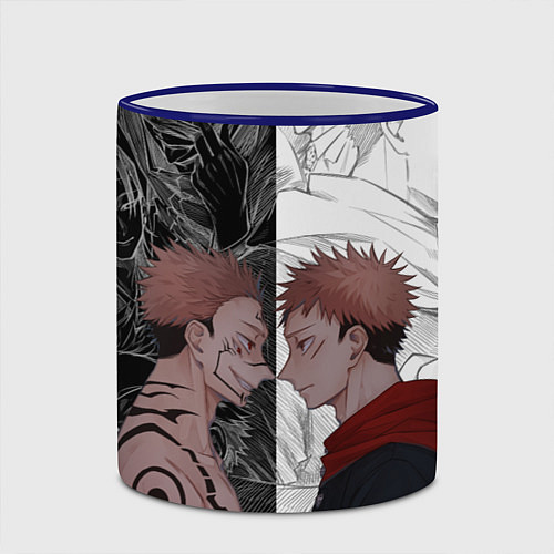 Кружка цветная Jujutsu Kaisen Сукуна х Юдзи / 3D-Синий кант – фото 2