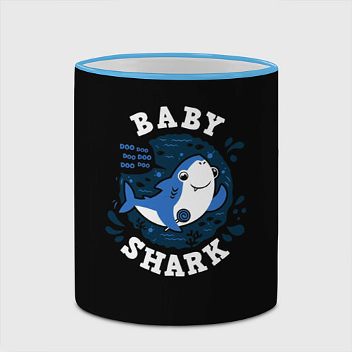 Кружка цветная Baby shark / 3D-Небесно-голубой кант – фото 2