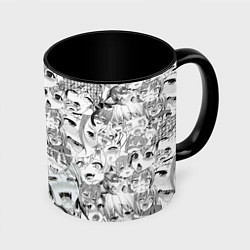 Кружка 3D Ahegao monochrome, цвет: 3D-белый + черный