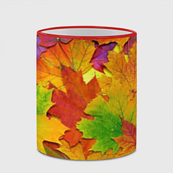 Кружка 3D Осенние листья, цвет: 3D-красный кант — фото 2