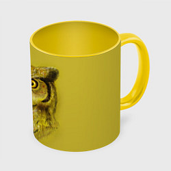 Кружка 3D Сова, цвет: 3D-белый + желтый