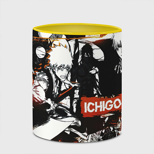 Кружка цветная Bleach Блич Ичиго Курасаки / 3D-Белый + желтый – фото 2