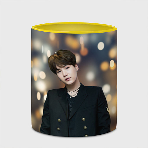 Кружка цветная MIN YOONGI / 3D-Белый + желтый – фото 2