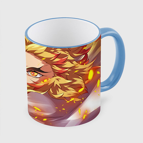 Кружка цветная Клинок Рассекающий Демонов / 3D-Небесно-голубой кант – фото 1