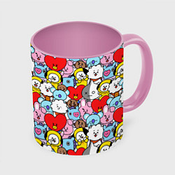 Кружка 3D BT21 BTS, цвет: 3D-белый + розовый
