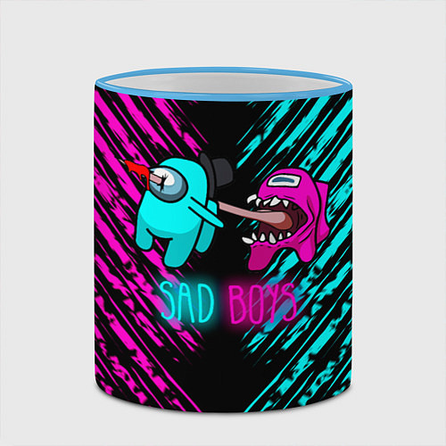 Кружка цветная Among us sad boys / 3D-Небесно-голубой кант – фото 2