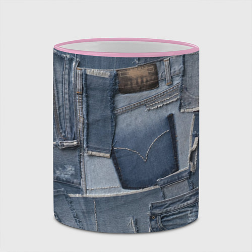 Кружка цветная Jeans life / 3D-Розовый кант – фото 2