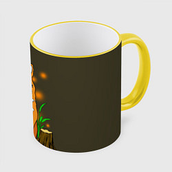 Кружка 3D Лиса в лесу, цвет: 3D-желтый кант