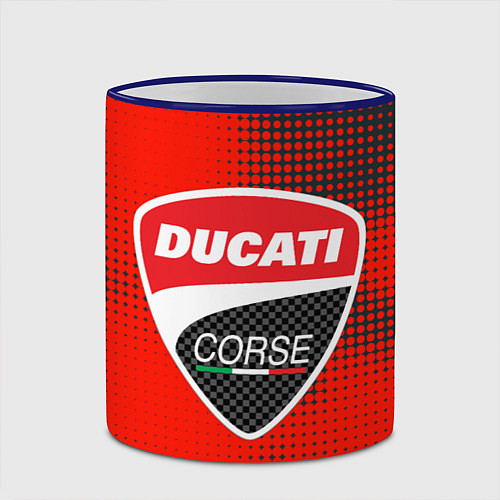 Кружка цветная Ducati Corse logo / 3D-Синий кант – фото 2