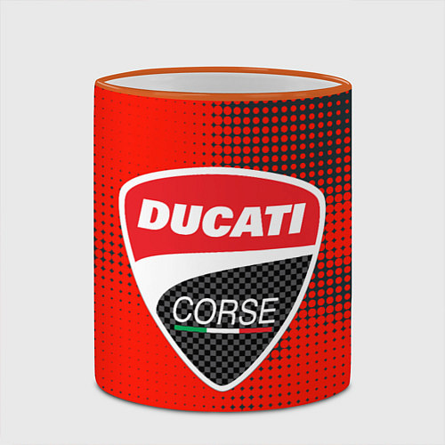 Кружка цветная Ducati Corse logo / 3D-Оранжевый кант – фото 2