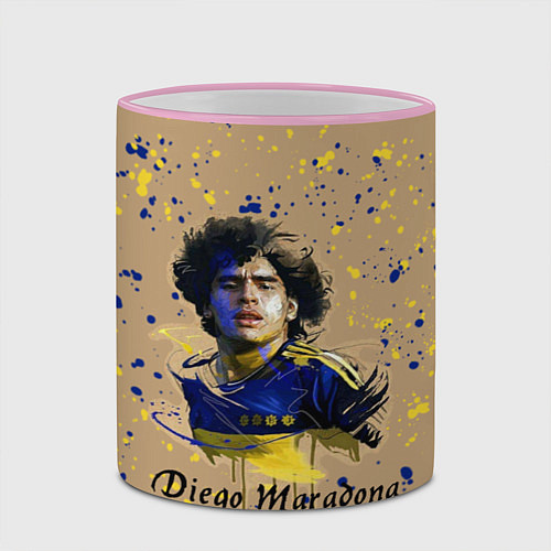 Кружка цветная Diego Maradona / 3D-Розовый кант – фото 2