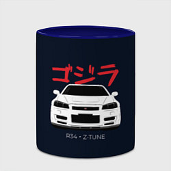 Кружка 3D Skyline R34 Z-Tune, цвет: 3D-белый + синий — фото 2