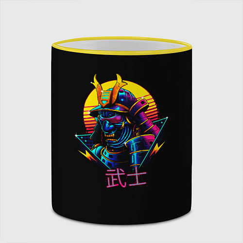 Кружка цветная Cyber Samurai / 3D-Желтый кант – фото 2