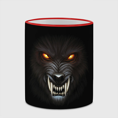 Кружка цветная Злой Волк / 3D-Красный кант – фото 2
