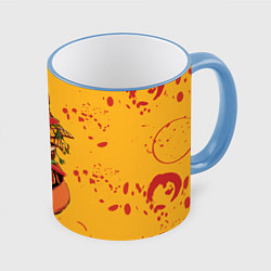 Кружка 3D Лис Самурай, цвет: 3D-небесно-голубой кант