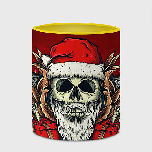 Кружка цветная Санта по харду / 3D-Белый + желтый – фото 2