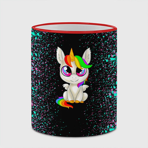 Кружка цветная Единорог / 3D-Красный кант – фото 2