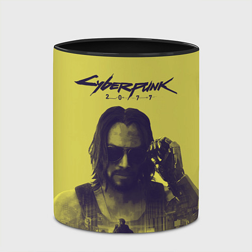 Кружка цветная Cyberpunk 2077 / 3D-Белый + черный – фото 2