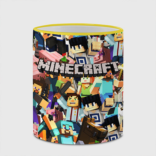 Кружка цветная MINECRAFT / 3D-Желтый кант – фото 2